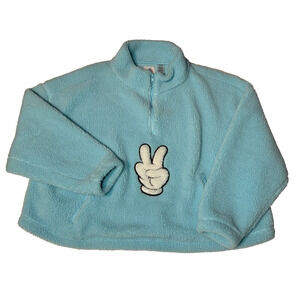 Disney Mickey Mouse Peace Sign Fleece Pullover Sweatshirt Women Plus Size 1X
